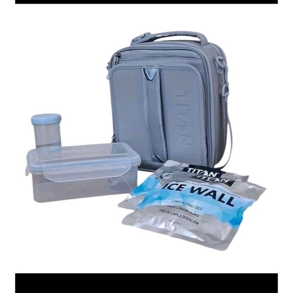 Titan Arctic Zone Molded Lunch Box + 2 Ice Walls Dark Gray NEW - Picture 3 of 7
